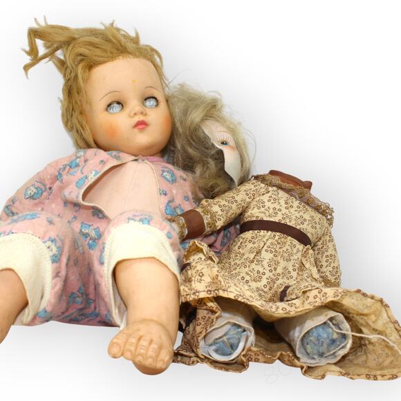 2 Vintage Creepy Dolls Halloween Decoration Headless GothEyes - Picture 7 of 9